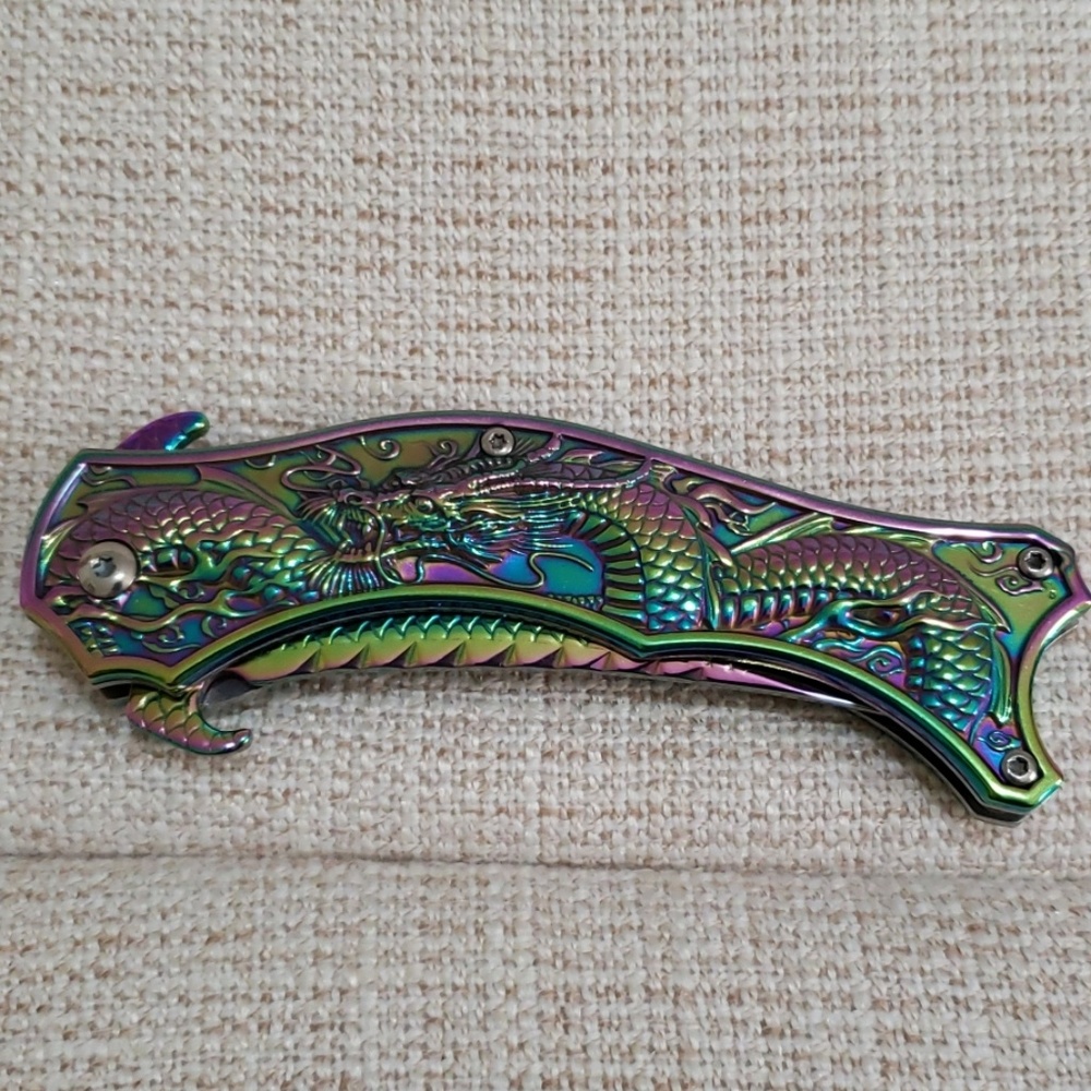Metallic Rainbow Dragon Pocketknife